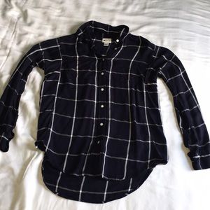 Navy Plaid Long Shirt